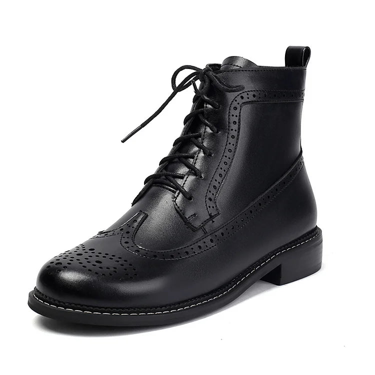 Claire | Bottines à Lacets Ajourées à Bout Rond