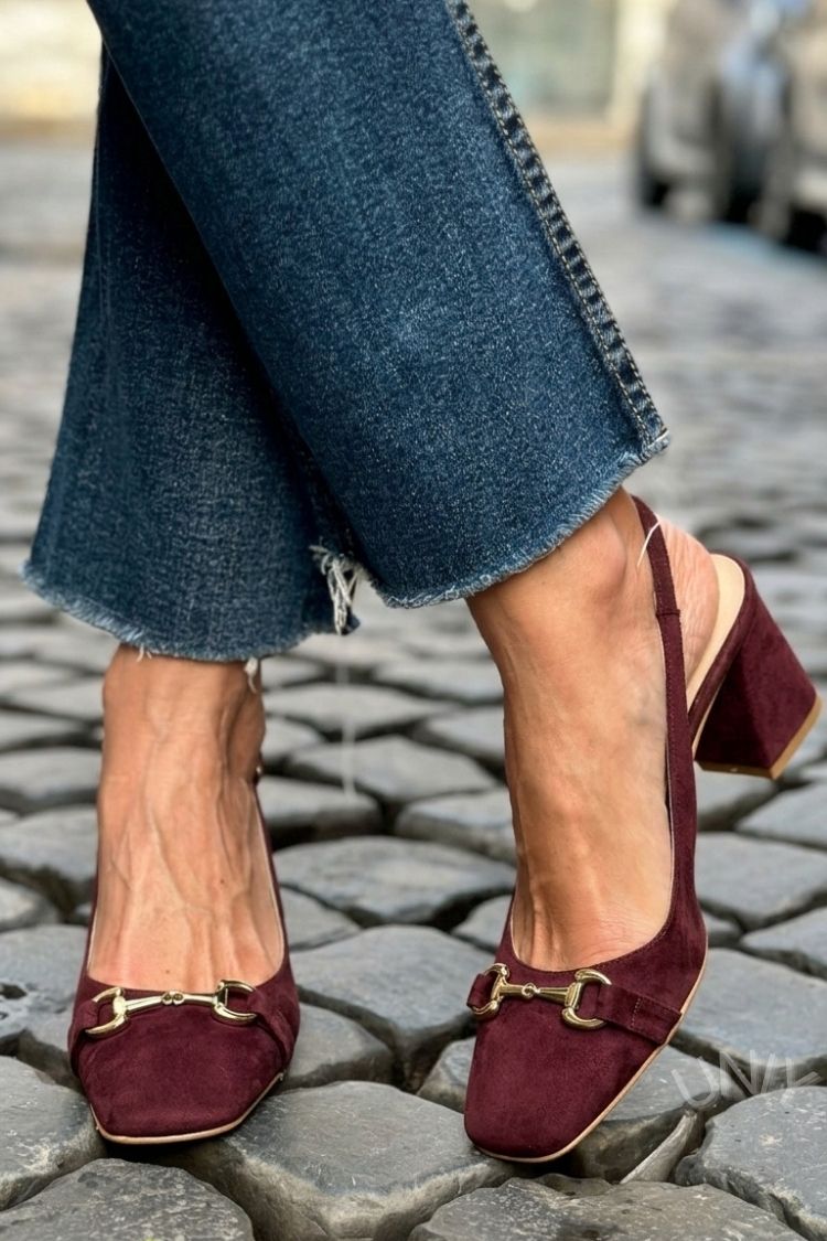 Talons bloc slingback en suédine Olive