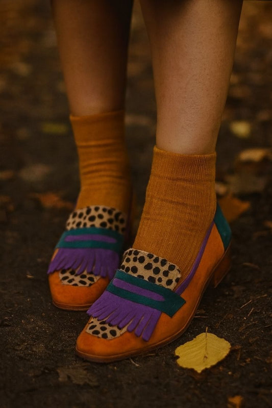 Géraldine | Mocassins Léopard à Franges Color Block