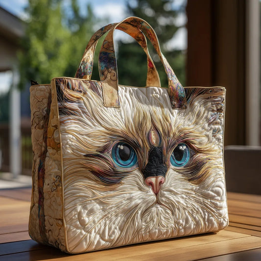 Anita | Sac Matelassé Chat Blanc aux Yeux Bleus