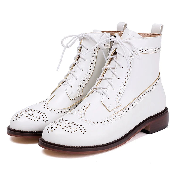 Claire | Bottines à Lacets Ajourées à Bout Rond