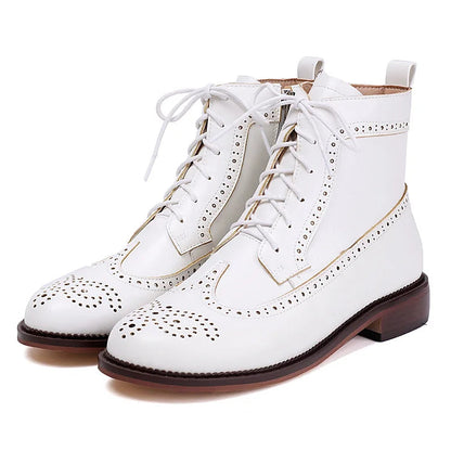 Claire | Bottines à Lacets Ajourées à Bout Rond