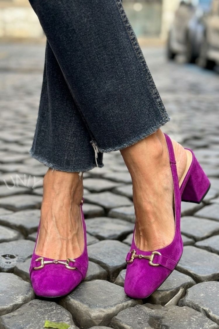 Talons bloc slingback en suédine Olive