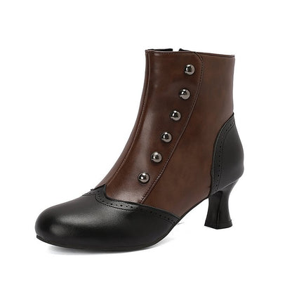 Ophélie | Bottines Métallisées Color Block Cloutées à Zip