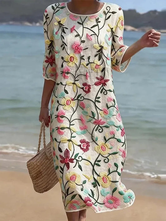 Robe casual femme à imprimé floral