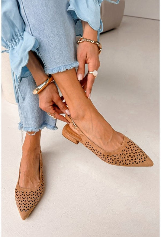 Ballerines pointues slingback Cuir à découpe laser
