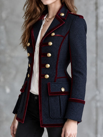 Valériane | Blazer Militaire Chevrons à Finitions Velours