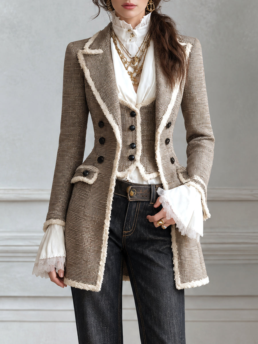 Nicolette | Manteau Bohème Kaki à Franges