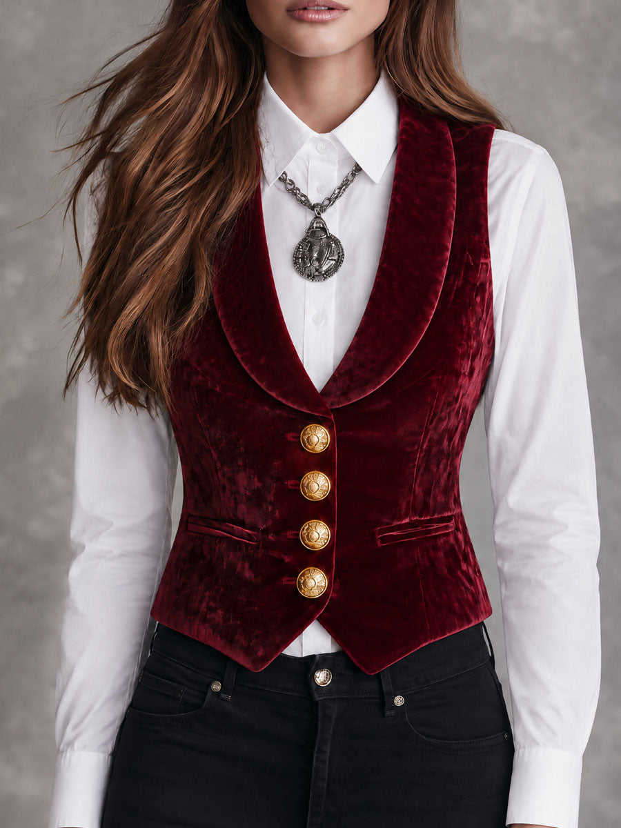 Amaryllis | Ensemble Blazer et Gilet en Velours Bordeaux