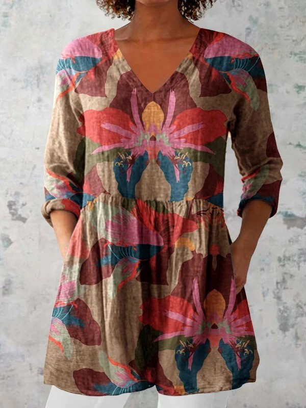 Alina | Chemise Longue à Imprimé Expressif