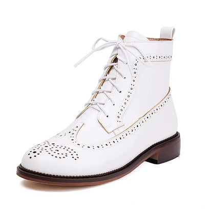 Claire | Bottines à Lacets Ajourées à Bout Rond