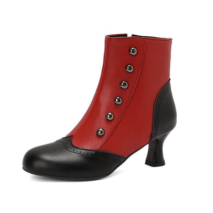 Ophélie | Bottines Métallisées Color Block Cloutées à Zip