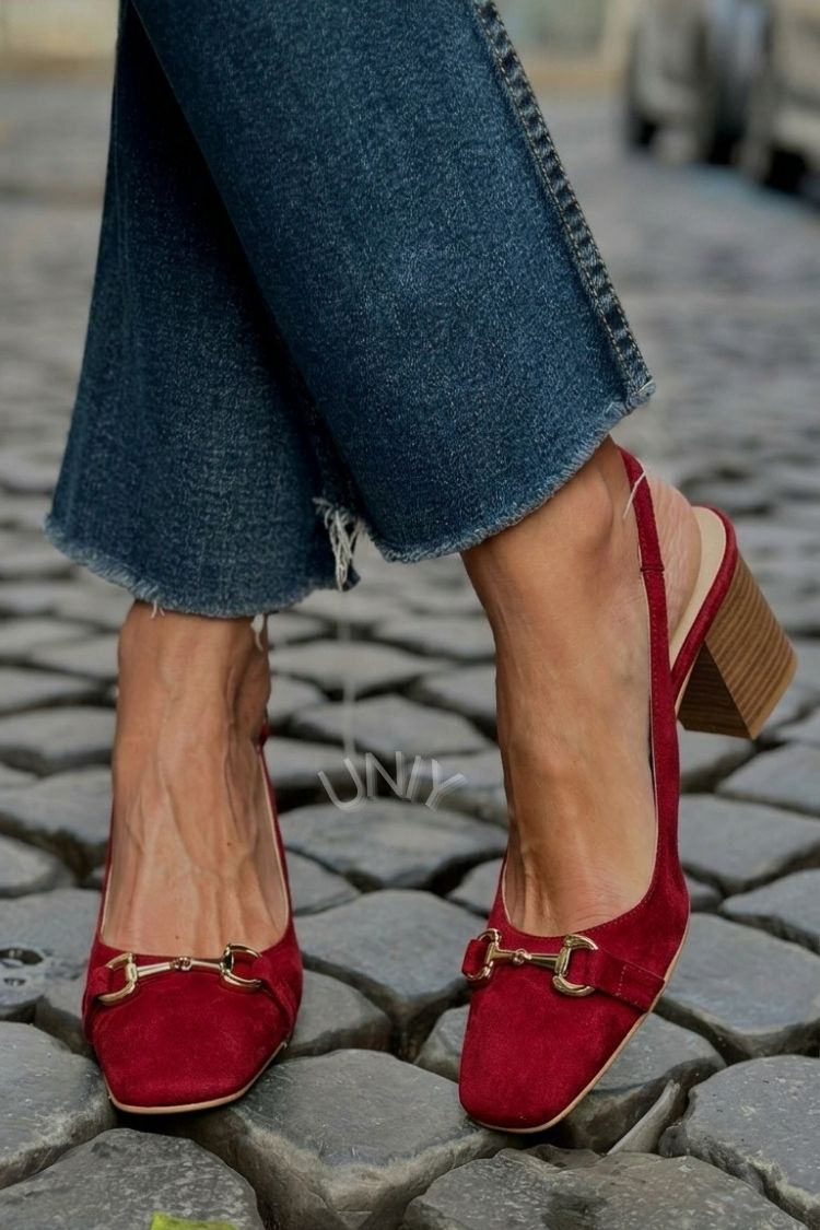 Talons bloc slingback en suédine Olive