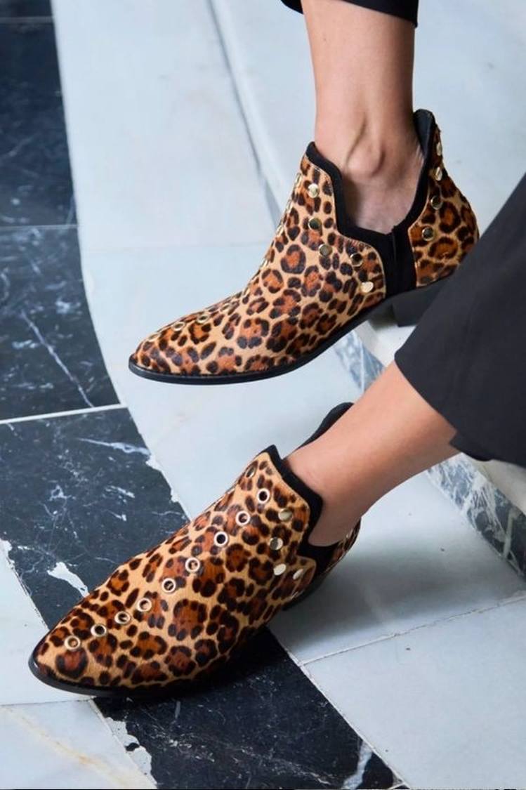 Brigitte | Bottes Léopard Pointues Cloutées