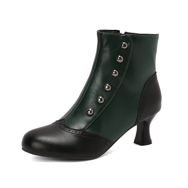 Ophélie | Bottines Métallisées Color Block Cloutées à Zip