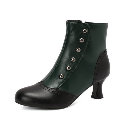 Ophélie | Bottines Métallisées Color Block Cloutées à Zip