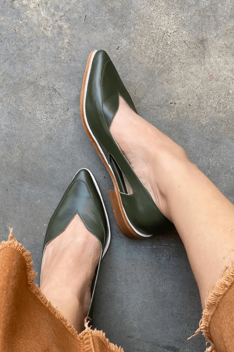 Ballerines pointues slip-on à découpes décontractées Bleu Marine