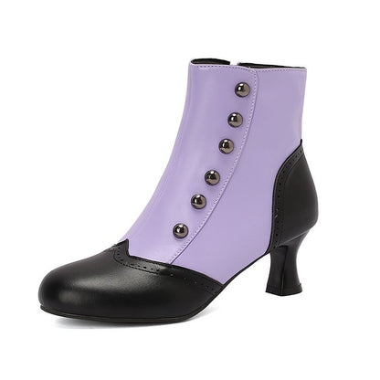 Ophélie | Bottines Métallisées Color Block Cloutées à Zip