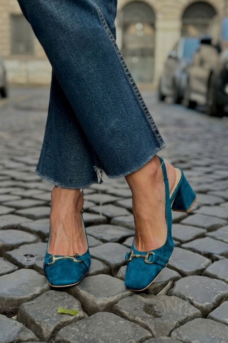 Talons bloc slingback en suédine Olive