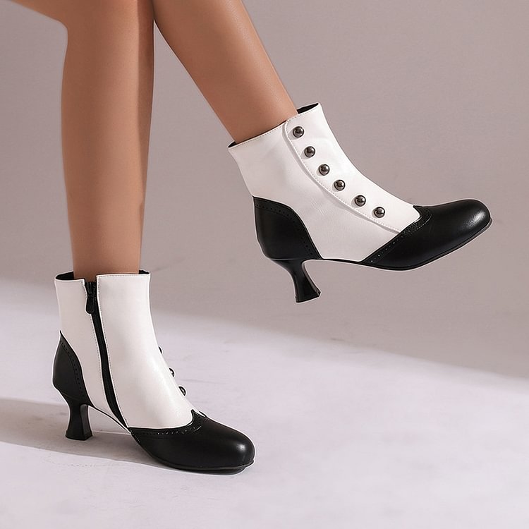 Ophélie | Bottines Métallisées Color Block Cloutées à Zip