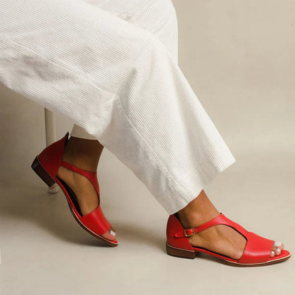 Sandales pointues peep toe à découpes décontractées avec bride en T