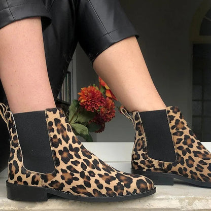Marceline | Bottines Léopard Kaki en Suédine Pointues Patchwork