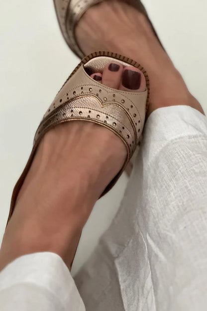 Talons bloc slip-on patchwork bas Kaki à bout carré