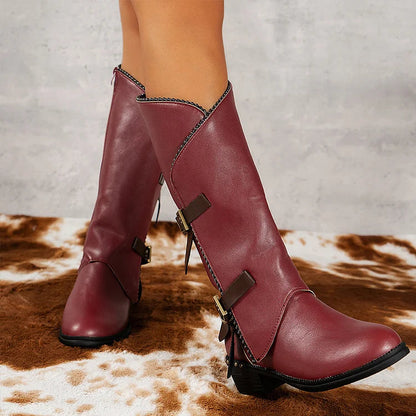 Nadège | Bottes Hautes à Boucles et Brides Cloutées