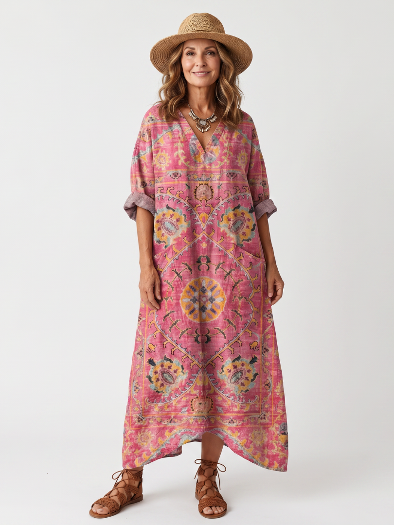 Domenica | Robe Midi Ample Imprimée à Poches