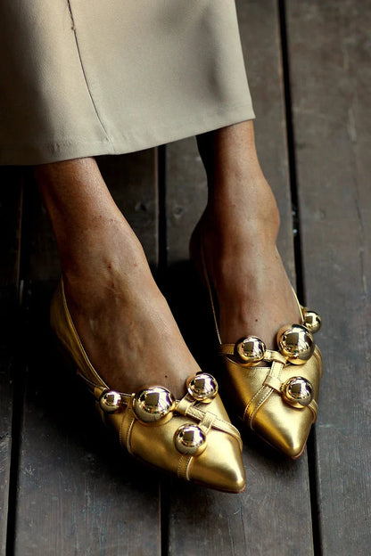 Ballerines pointues métallisées brillantes Or [Précommande]