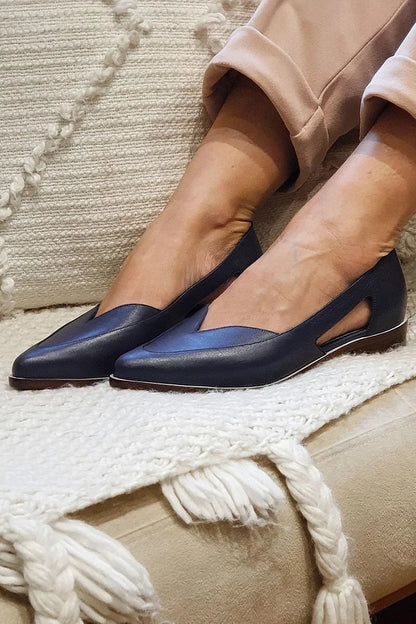 Ballerines pointues slip-on à découpes décontractées Bleu Marine