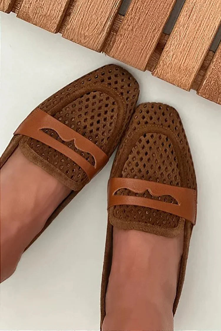 Lucie | Mocassins Bout Carré Patchwork Ajouré
