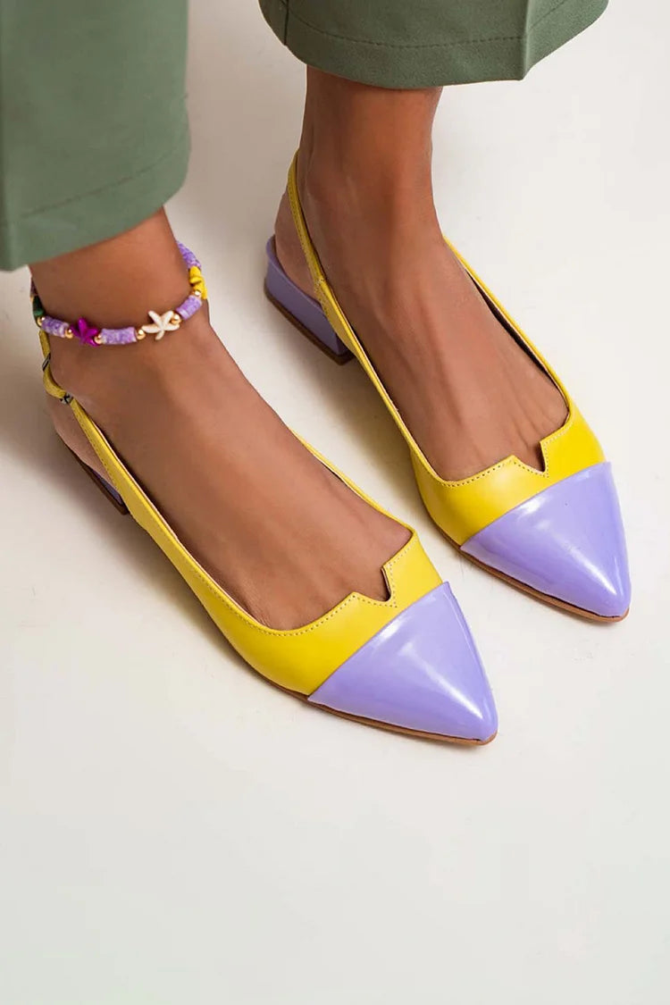 Ballerines pointues slingback à découpes color block avec boucle