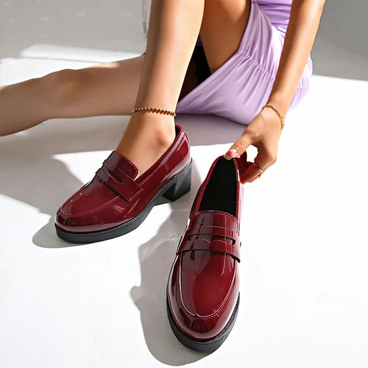 Céline | Mocassins à Talon Épais Patchwork
