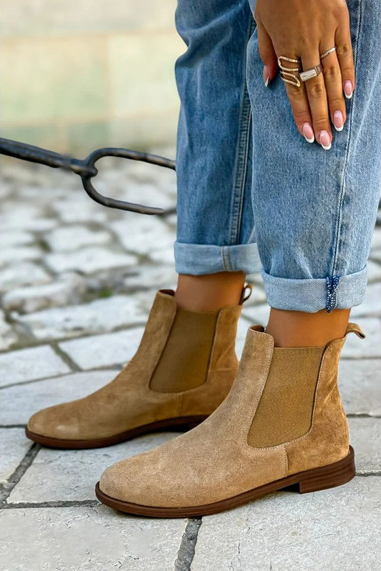 Colombe | Bottines Chelsea Kaki Pointues en Patchwork