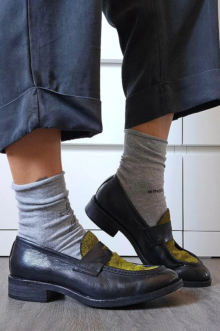 Véronique | Mocassins à Talon Épais Patchwork