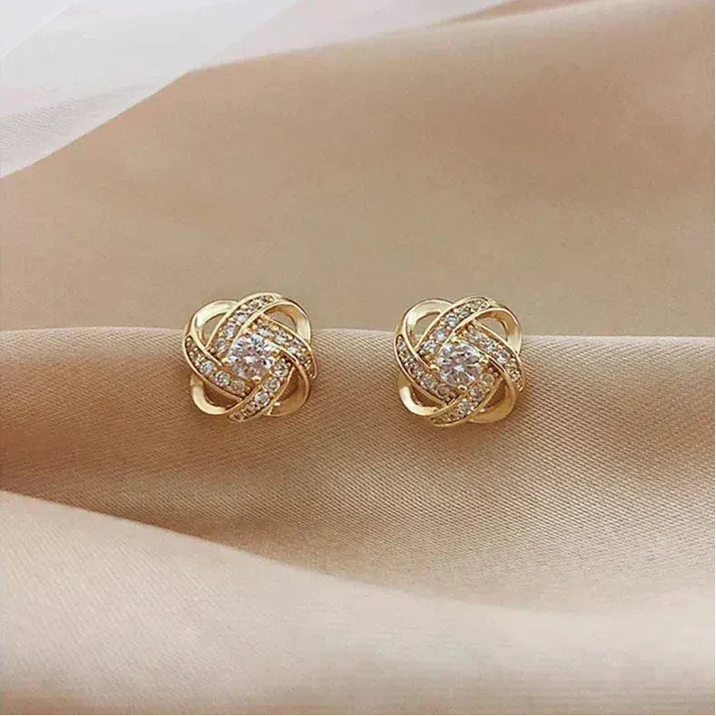 Vittoria | Boucles d'Oreilles Dorées en Spirale à Cristaux