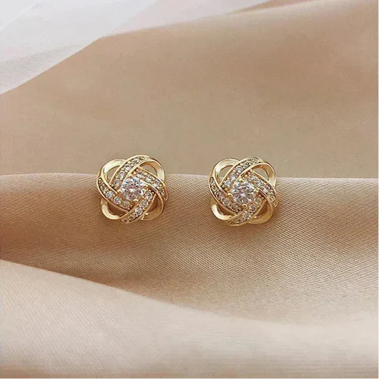 Vittoria | Boucles d'Oreilles Dorées en Spirale à Cristaux