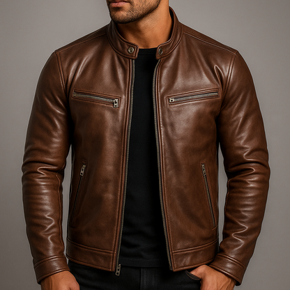 RECIO | Veste vintage en cuir zippée