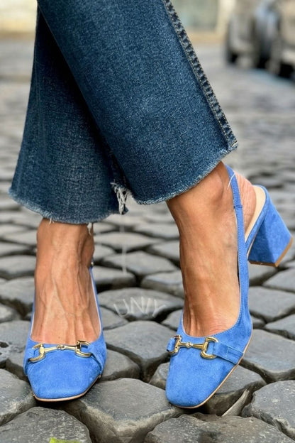 Talons bloc slingback en suédine Olive