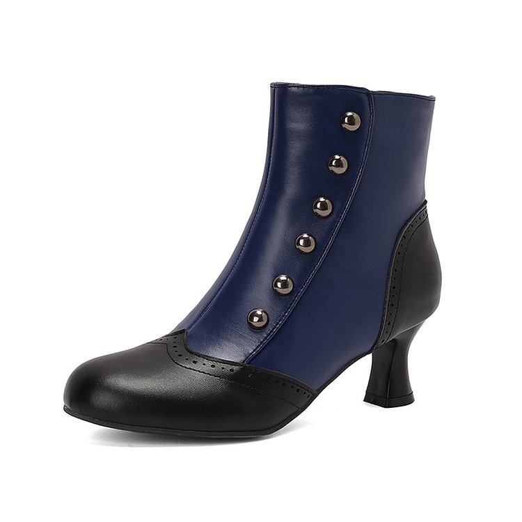 Ophélie | Bottines Métallisées Color Block Cloutées à Zip