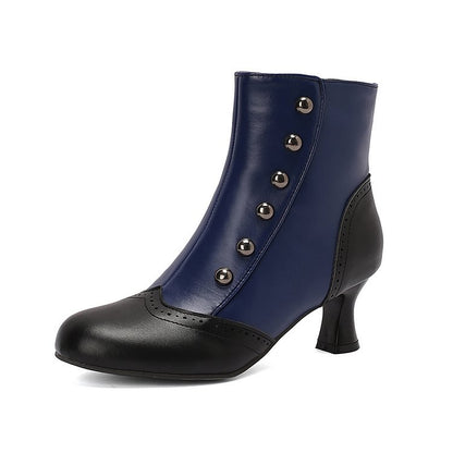 Ophélie | Bottines Métallisées Color Block Cloutées à Zip