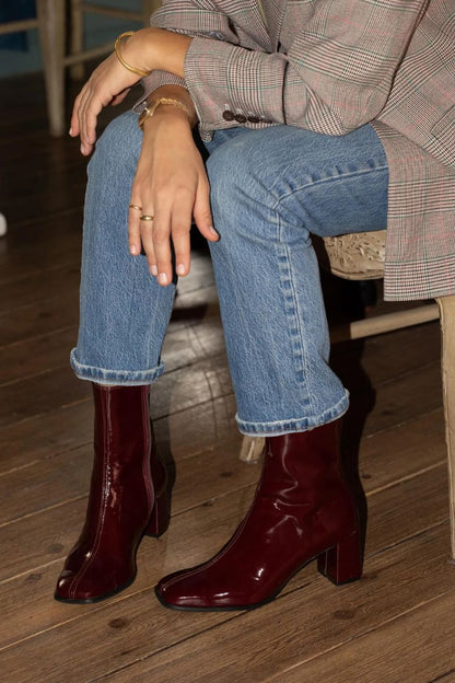 Prudence | Bottines Vernies à Bout Carré et Talon Bloc