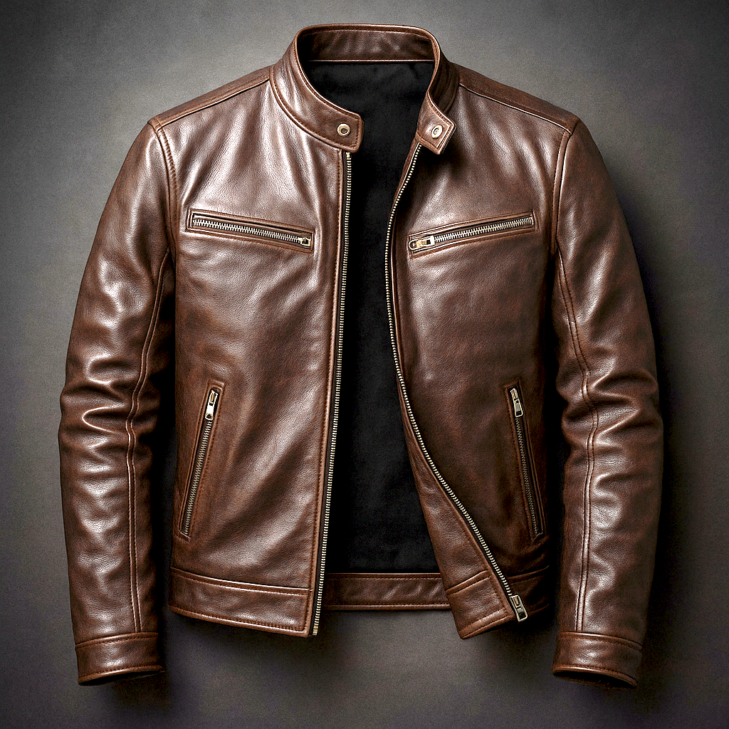 RECIO | Veste vintage en cuir zippée