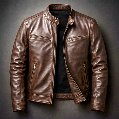 RECIO | Veste vintage en cuir zippée