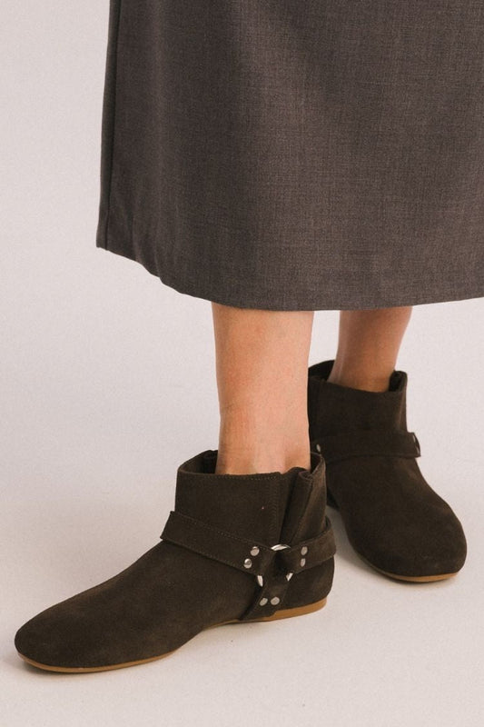 Cécile | Bottines Marron en Suédine à Boucle