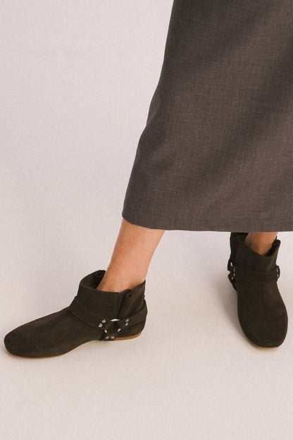Cécile | Bottines Marron en Suédine à Boucle