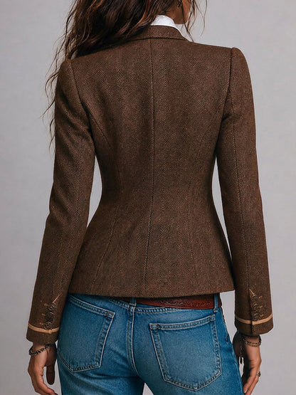 Gersende | Blazer Cintré Chevrons à Bordure Contrastée
