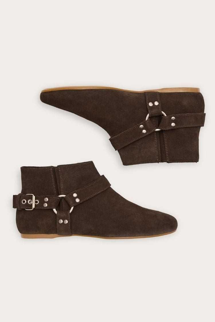 Cécile | Bottines Marron en Suédine à Boucle