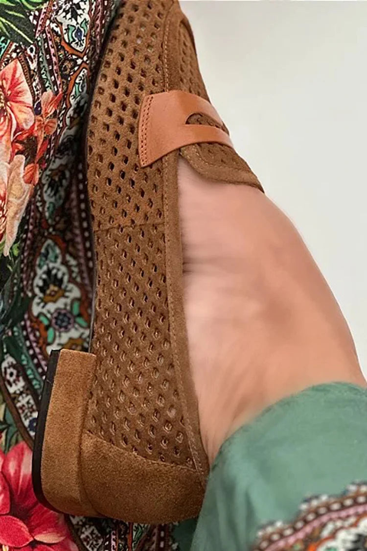 Lucie | Mocassins Bout Carré Patchwork Ajouré